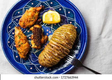 Stuffed Morel Mushrooms With Crab Meat And Hasselback Potato