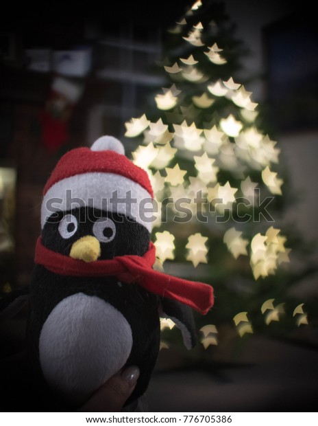 Stuffed Penguin Santa Hat Front Christmas Stock Photo Edit Now