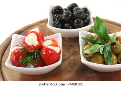 Stuffed Peppers With Cream Cheese And Olives With Dill And Olive Branch