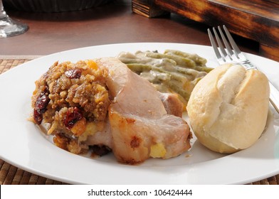 A Stuffed Pork Chop With Green Bean Casserole