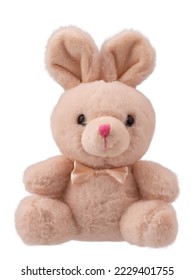stuffed toy hare , fluffy rabbit with a bow, isolated - Shutterstock ID 2229401755