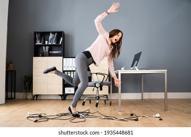 Stumble And Fall Over Wire In Office