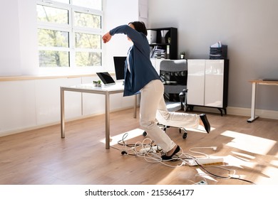 Stumble And Fall Over Wire In Office