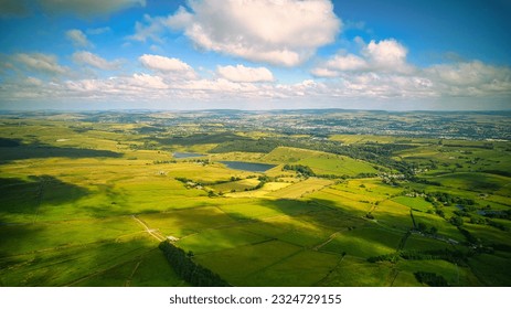 Stunning aerial landscape photo in Yorkshire  - Shutterstock ID 2324729155