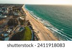 Stunning aerial of sandy beach and turquoise coastline in Scarborough Beach - Perth, Western Australia