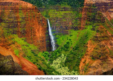 Stunning Aerial View Into Waimea Canyon, Kauai, Hawaii