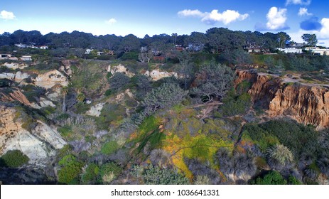 Stunning Aerial View Of A Private Park On A Cliff In Del Mar Heights In Beautiful San Diego County California With Torrey Pines