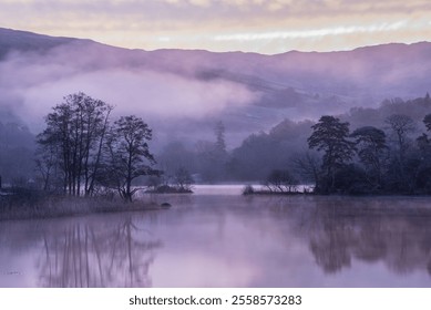 Stunning beautiful Autumn sunrise dramatic landscape image of Rydal Water in Lake District with unbelievable colours - Powered by Shutterstock