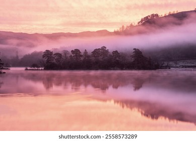 Stunning beautiful Autumn sunrise dramatic landscape image of Rydal Water in Lake District with unbelievable colours - Powered by Shutterstock