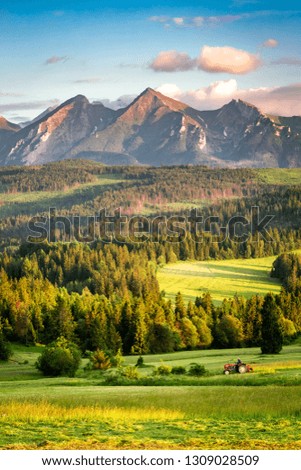 Similar – Inspirierendes Abendlicht im Frühjahr. Sonnenuntergang in der Tatra