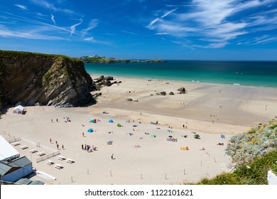 Stunning blue sky above Lusty Glaze Beach Newquay Cornwall England UK Europe - Shutterstock ID 1122101621