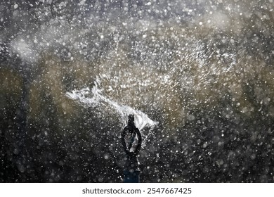 A stunning close-up of a garden sprinkler releasing water droplets, enhanced by a soft bokeh effect, creating a magical atmosphere reminiscent of summer freshness. - Powered by Shutterstock