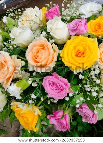 Stunning close-up of original multiple cut flower made bouquet vertical background ultrahd hi-res jpeg stock image photo picture selective focus blurred background side or straight ankle view 
