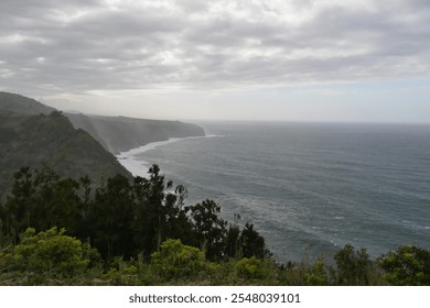 The stunning coastline of São Miguel, Azores, featuring steep cliffs plunging into the ocean. The dramatic landscape offers a breathtaking view of the rugged coastline and the deep blue sea - Powered by Shutterstock