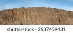 Stunning geological basalt columns wall. Neuquen, Patagonia, Agentina