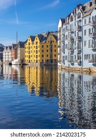 Stunning historical architecture in the port city of Ålesund (Aalesund), Møre og Romsdal, Norway.