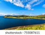 Stunning landscape of the lush nature of the Isle of skye in Scotland in summer.