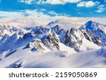 A stunning landscape of snow-capped Mount Titlis in Switzerland during a wintertime