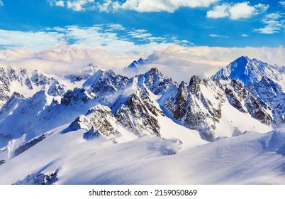A stunning landscape of snow-capped Mount Titlis in Switzerland during a wintertime