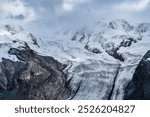 Stunning landscape of snowy mountains shot in the Swiss Alps in Switzerland