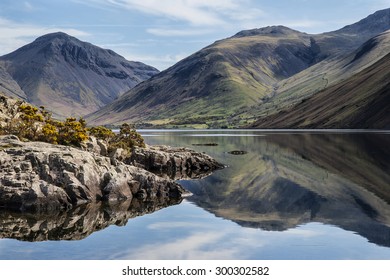 Stunning Landscape Of Wast Water And Lake District Peaks On Summer Day Reflected In Perfect Lake