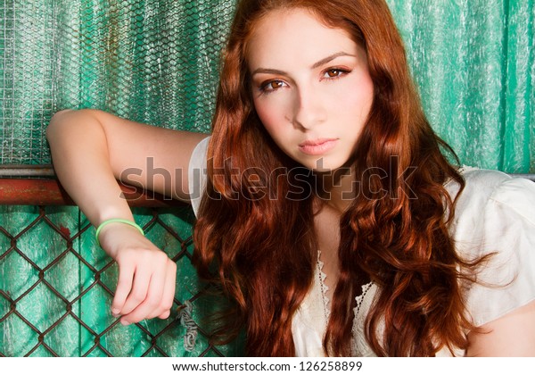 Stunning Model Long Wavy Auburn Hair Stock Photo Edit Now 126258899