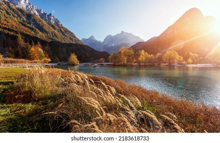 Stunning nature scenery in Slovenian Alps. Incredible autumn landscape on Jasna lake. Triglav national park. Kranjska Gora, Slovenia. Amazing landscape with mountain lake at sunset - Powered by Shutterstock