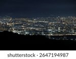 A stunning night view of Taipei featuring the illuminated bridges and winding Danshui River seen from Yangmingshan.