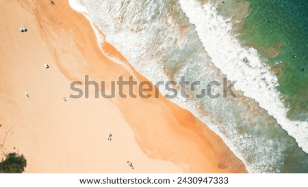 Similar – Aerial View From Flying Drone Of People Crowd Relaxing On Algarve Beach In Portugal