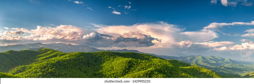 Stunning Panoramic View Of The North Mountains From Black Mountain, NC, USA.