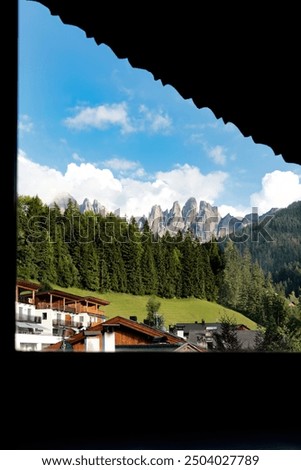 Similar – Foto Bild Young woman on the balcony who enjoys the view of the mountains