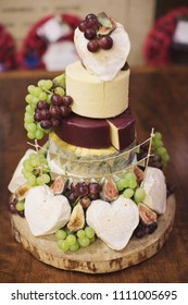 Stunning Real Cheese Wedding Cake Rounds With Grapes