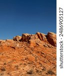 Stunning red rocks at the Valley of Fire State Park in Nevada near Las Vegas With Deep Blue Sky in the background