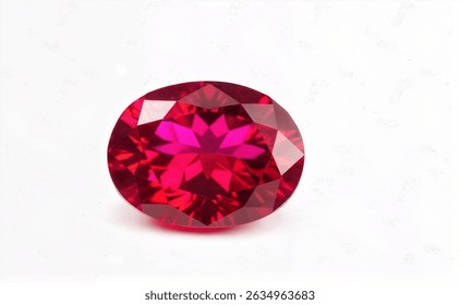 Stunning red ruby crystal isolated on white background, ideal for gemstone, jewelry, or mineral collection visuals in print and digital designs.