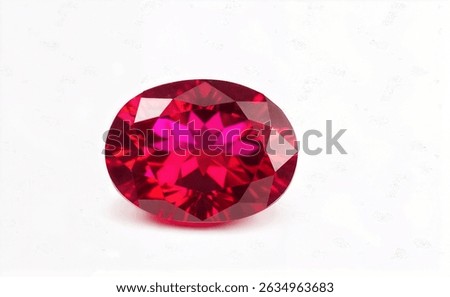 Stunning red ruby crystal isolated on white background, ideal for gemstone, jewelry, or mineral collection visuals in print and digital designs.