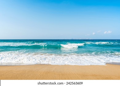 Stunning Seascape View At Amnissos Beach In Crete, Greece