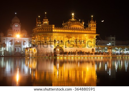 The stunning Sikh Golden Temple in Amritsar, Punjab region in India