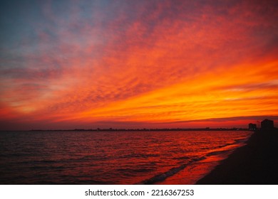 Stunning Sky And Sunset, Sea With Reflection