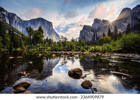 Stunning Sunrise on Yosemite Valley View, Yosemite National Park, California