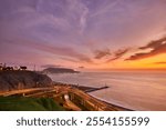 stunning Sunset over Apu Marcavilca and el Morro Solar from Miraflores - Lima Peru