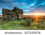 Stunning sunset at South Hessary Tor near Princetown on Dartmoor National Park in Devon