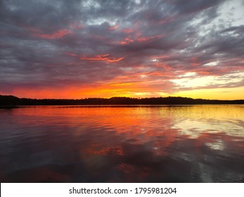 Stunning Sunset While Fishing On Gunn Lake In Itasca County, MN. 