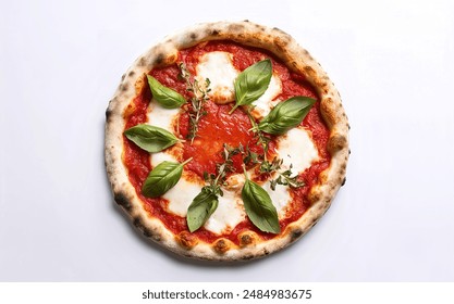 A stunning, top-down view of an Italian classic Pizza - Powered by Shutterstock