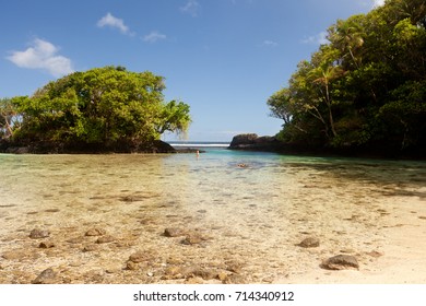 Stunning Vavau Beach With Islet In Upolu, Samoa