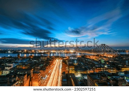 A stunning view of the city of Kolkata during the evening hours 