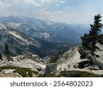 Stunning view of cliffs and mountain ranges in the High Sierra, California