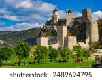 Stunning view of Golubac Fortress, a medieval stronghold perched on a rocky cliff overlooking the Danube River in Serbia. The fortress, a symbol of Serbias rich history.