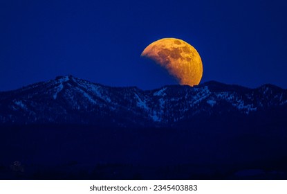 A stunning view of lunar eclipse at Grand Teton National park