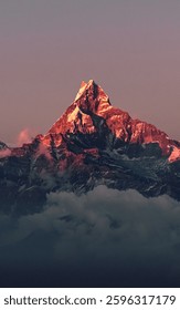 Stunning view of the majestic mardi himal located in the Himalayas of Nepal.