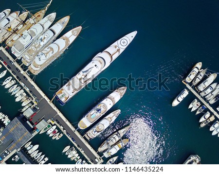A stunning view of mega yachts in Port Hercules, Monaco. 